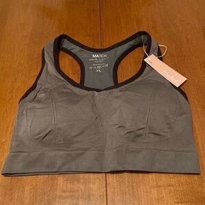 MATCH Sports Bra Removable Pads Gray Brown XL New